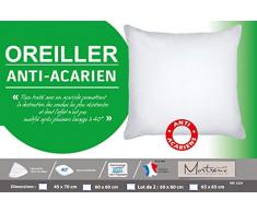laurentmortreux Oreiller Anti-Acariens 60x60, Polyester, Blanc