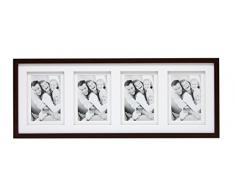 Deknudt Frames S65KQ4 Cadre Photo Double Passe-Partout pour 4 Photos Bois Brun 10 x 15 cm