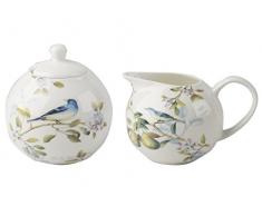 The English Table Printemps Fruits Sucrier et Pot Ã crÃ¨me, Off/Blanc