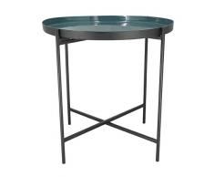 Pirouette Paris - Table dAppoint Ronde en Métail Ãmaillé Bleu à 54 x 51 cm