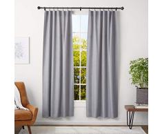 AmazonBasics Tringle Ã rideaux avec embouts en forme dâurne, 91 Ã 183 cm + anneaux 35,6Â cm, diamÃ¨tre 2,5 cm, Noir