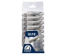ELEPHANT 442041 INOXÂ x16 â Pinces en Acier Inoxydable rÃ©sistantes et durables â Patins de Protection pour ne Pas marquer Le Linge, Gris Aluminium, 13,2 x 6,4 x 4 cm