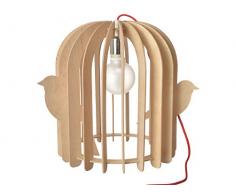Neoly 36-1L-005 Lampe Cage à oiseaux Lames bois naturel Beige D36 x H40 cm