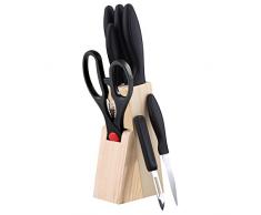 Renberg Dresde â Set de 5 Couteaux + Ciseaux + éplucheur + Tacoma, Couleur Noir