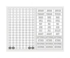 Rayher Hobby Sticker chiffres + mois, argent, 4Â feuilles