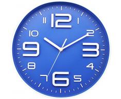 BUVU zh09529Â C Moderne Salon Horloge Murale, Plastique, Bleu, 35Â x 35Â x 5Â cm