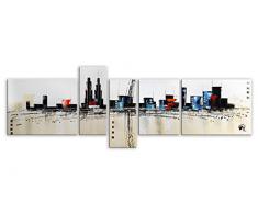 Arte Dal Mondo AY023CX1 Ville Abstrait Tableau Modern Peint Ã la Main sur Toile avec Chassis, Acrylique, Multicolore, 170 x 3 x 60 cm