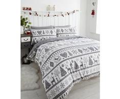 NoÃ«l Parure de lit avec Housse de Couette et taie doreiller Parure de lit Motif Arbres de NoÃ«l, Gris, Simple