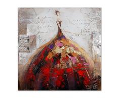 Arte Dal Mondo AS258X1 Dame Tableau Modern Peint Ã la Main sur Toile avec Chassis, Acrylique, Multicolore, 100 x 3,5 x 100 cm