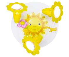 Elobra-leuchten plafonnier en forme de soleil-enfant-lampe plafonnier pour chambre denfant en bois avec fleur jaune 127339