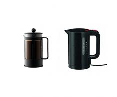 Bodum - 1788-01 - Kenya CafetiÃ¨re Ã Piston 8 Tasses - 1,0 L - Noire + Bouilloire Ã©lectrique Noire 1L