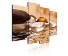 Dekoarte 162 - Tableau moderne sur toile montÃ© sur cadre en bois 4 piÃ¨ces, style zen - feng shui pierres en Ã©quilibre sur leau, 120x90cm