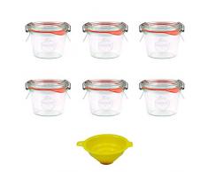 Viva Haushaltswaren Lot de 6 Mini bocaux Ronds Viva - 80 ML + Entonnoir Jaune