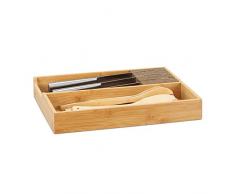 Relaxdays 10022169_59 Couteaux Tiroir Bois Range-Couverts Extensible Cuisine, Bambou, Naturel, 30 x 38 x 6,5 cm