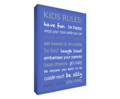Feel Good Art Toile de 30,5 x 20,3 x 3,8 cm dépaisseur A4 Toile de décoration Murale Motif Kids Rules Bleu