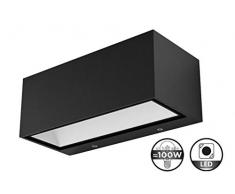 Lutec 563800027 Applique Gemini CarrÃ© M 1L, MÃ©tal, IntÃ©grÃ©, 20 W, Noir