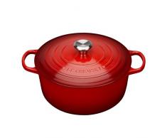 Le Creuset, Cocotte Signature en Fonte Ãmaillée avec Couvercle, à 28 cm, Ronde, Compatible avec Toutes Sources de Chaleur (Induction Incluse), Capacité : 6.7 L, 6.125 kg, Cerise