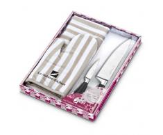 La Table dAlbert 009955 Set de 4 PiÃ¨ces 2 Couteaux de Cuisine + 1 Couteau dOffice + 1 Couteau de Chef Acier Inoxydable Taupe