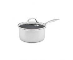 GreenPan Venice Bi-Ply 20 cm Casserole, 100% Sans PFOA/PFA, Revêtement Antiadhésif Sain en Céramique, Pour Induction/Four/Lave-Vaiselle, Acier Inoxydable