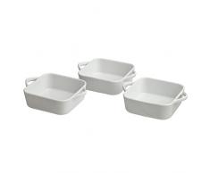 Tognana 10 cm en Porcelaine 3 pièces Motif Mignon Mini Cocotte carrée-Blanc cassé