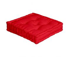 Enjoy Home Coussin de sol avec poignée 50 x 50 x 10 Rouge Coton