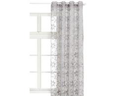 HomeMaison.com HM69806991 Rideau Fantaisie Fil Coupe Fleur/Brodé Brillant Polyester Gris 140 x 240 cm