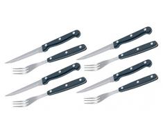 Kitchen Craft KCSTEAK8 Couteau à Steak/Fourchette, Acier Inoxydable, Argent/Noir, 9 x 12 x 16 cm