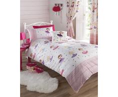 Kids Club Parure de lit Une Personne avec Housse de Couette et taie doreiller pour Fille Rose Motif Ballerine