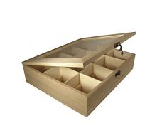 Rayher 6241500 Boite à  Thé en Bois à  12 Compartiments - Boite de Rangement pour Vos Condiments, Sachets de Thé, épices, café en dosettes - Boite à  Bois à  Décorer Idéale pour Toute Décoration Créative