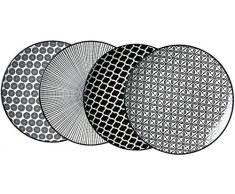 Ritzenhoff & Breker Lot de 4 Assiettes Ã dessert Porcelaine, Blanc et Noir, 22Â x 22Â x 2Â cm