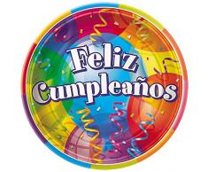 Unique Feliz Cumpleanos Goodie Sacs Assiette Ã Dessert 7 Multicolore