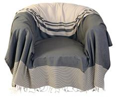 Fouta FutÃ©e JetÃ© de Fauteuil carrÃ© en Coton fouta, Multicolore, 200x200 cm