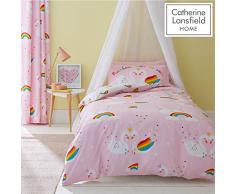 Catherine Lansfield Rainbow Swan Parure pour Couette, Rose, Simple