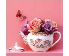 Affiche 30x30 cm Théière de roses et papillon / Teapot with roses and Butterfly / Teekanne mit Rosen und Schmetterling Camille SOULAYROL, Louis GAILLARD