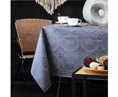 Lovely Casa Kolam Nappe, Polyester, Bleu, 140 x 140 cm
