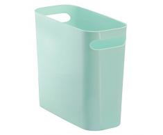 InterDesign Una corbeille Ã papier, poubelle en plastique avec poignÃ©es, conteneur Ã papier pour bureau, cuisine ou salle de bain, vert menthe