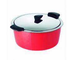 KUHN RIKON 30714 ustensile de cuisine thermique HOTPAN cocotte à servir rouge 4.5L/26cm, cuisson à la vapeur, maintien au chaud, économie dénergie