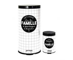 THE HOME DECO FACTORY HD4692 Poubelle 27L et 3L, INOX, Blanc-Noir, 29 x 36,5 x 61,8 cm