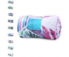 AmeliaHome Plaid en Microfibre avec Feuilles de Monstera en Polaire Douce et Douillette, Microfibres Polaire Polyester, Kaleidoscope, 220 x 240