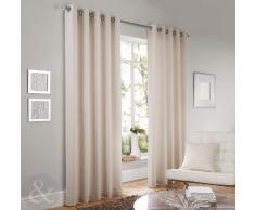 Just Contempo Paire de Rideaux de en Tweed avec Oeillets sur Le Dessus du Horloge, Moderne, Polyester, crème, paio di tende 229 x 229 cm (soggiorno)