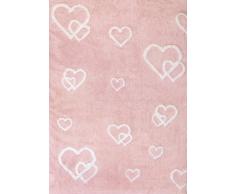 Aratextil Coeurs Tapis Enfant, Coton, Rose, 120Â x 160Â cm