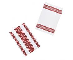 Kitchencraft la française 100% Jacquard torchons, 70 x 47 cm (Lot de 2), Coton, Rouge/Blanc, 46 x 0.1 x 69.5 cm