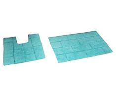 Rapport pour carrelage de Bain et Tapis WC, Coton, Aqua, 80Â x 50Â x 2Â cm