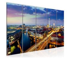 Tableau decoration murale Berlin 150 x 60 cm - XXL Impression sur Toile Salon Appartment 5 Parties - prÃªt Ã accrocher - 605156a