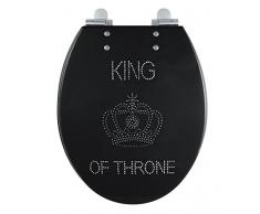 GELCO Design Abattant WC Frein de Chute King of Throne, Resine, Noir/ Strass, 50 x 36 x 7,5 cm