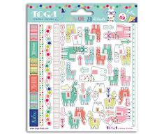 Toga STF102 Lama Lot de 69 Autocollants Papier Vert/Rose/Orange/Bleu 15 x 17,5 x 0,2 cm