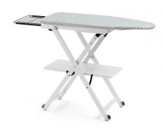 Arredamenti Italia AR_IT- 621 STIROCOMODO Planche à Repasser Réglable/Pliable Hêtre Massif couleur Blanc Laqué 135 x 88 x 45 cm