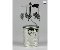 Kerzenfarm 84375 Bougeoir en Verre Motif Santa 16 x 6 x 6 cm Verre Argenté 6 cm
