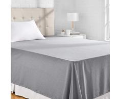 AmazonBasics Chambray Drap plane, 275 x 275 + 10 cm - Bleu marine doux