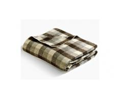Couverture traditionnelle-100% pure laine vierge de france - OURSON - Carreaux Choco - 220 x 240